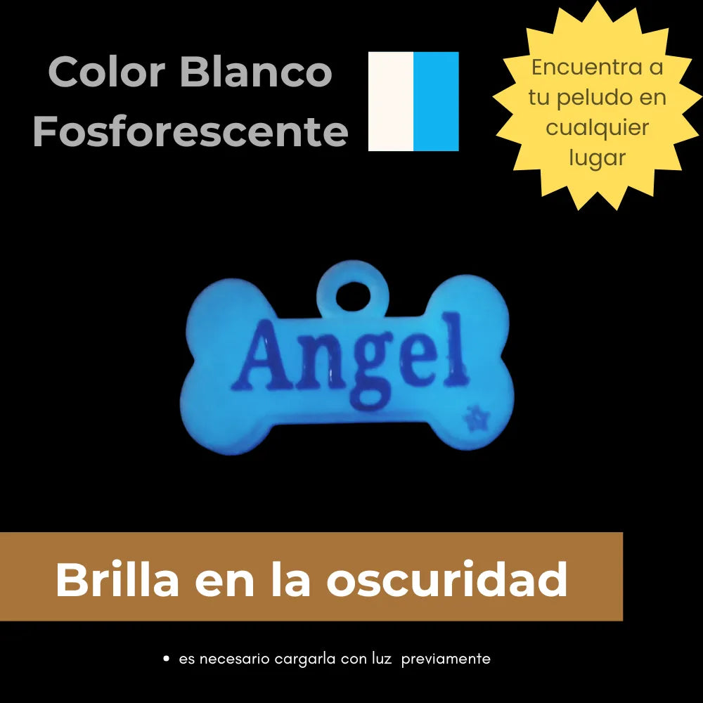 placas de identificacion fosforescente para mascotas 