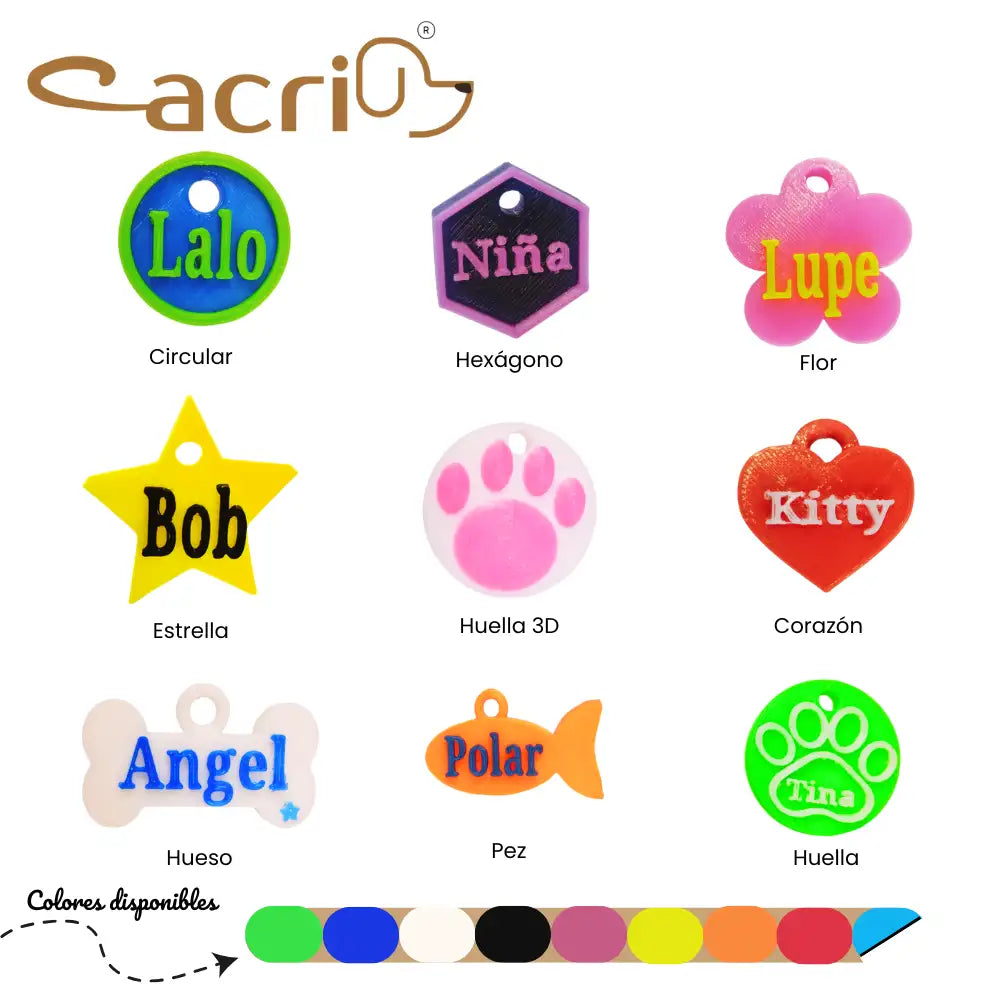 placas de identificación para perros y gatos linea esencial